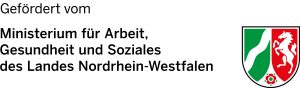 Logo: Gefördert vom Ministerium für Arbeit, Gesundheit und Soziales des Landes Nordrhein-Westfalen
